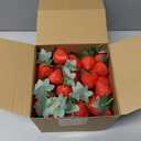 Lyrow 100 Pieces Artificial Strawberries 2.2inch/2.76inch/3.35inch Faux Realistic Strawberry Decor Plastic Simulation Fake Lifelike Fruit for Photography Prop Cabinet Party(Cute)