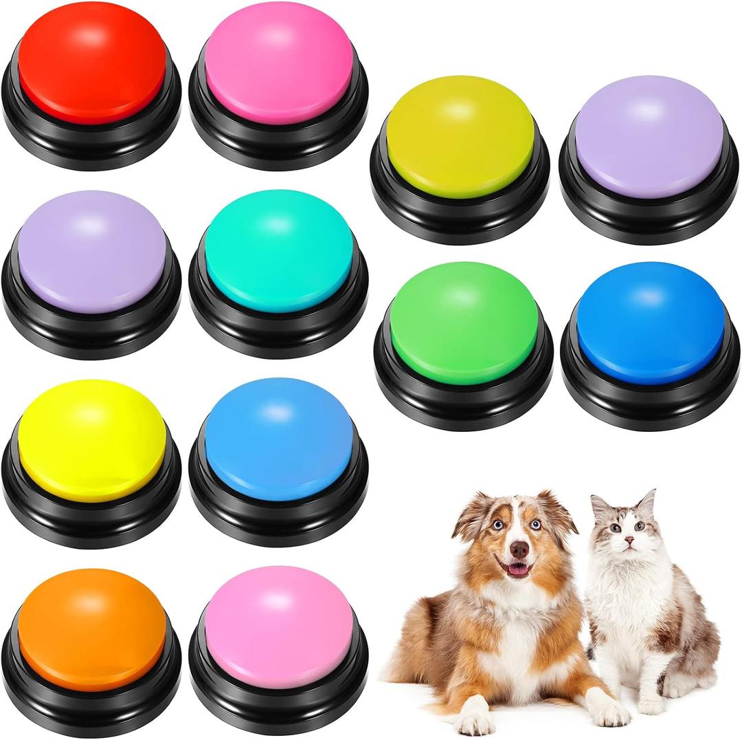 Chumia 12 Pcs Voice Recording Button, Dog Buttons for Communication 30 Second Record & Playback Pet Talking Training Buzzers Funny Gift for Animal Office Home Study Family Game(Multi Colors)