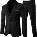 Cloudstyle Mens 3-Piece Suit Notched Lapel One Button Slim Fit Formal Jacket Vest Pants Set XS