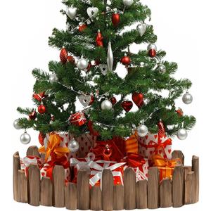 Christmas Tree Edging, Wooden Edgings for Christmas Tree gate, Edging Border Mini Christmas Tree Edging Barrier, Home Garden Christmas Tree Edging Edge, 5.9" H x 4ft L (2 Pack)
