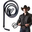73" Cowboy Costume Whip, Faux Leather Halloween Prop for Cosplay,Western Theme Parties and Role Play for Adults & Kids (Black)
