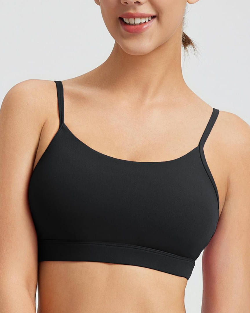  Baleaf Womens Low Impact Sports Bra, Adjustable Spaghetti Strap Yoga Workout Bra with Removable Padded,Size M