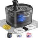Veken Cat Water Fountain with Detachable Tank & Secure Clips, Easy to Clean & Assemble, 85oz/2.5L Pet Drinking Dispenser with Quiet Operation & LED Light, Gifts, Cats, Dogs and Small Pets, Black