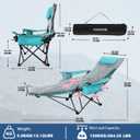 Reclining Camping Chair 4 Position with Foot Rest Comfortable for Adults 265Ibs Folding Lounger Mesh Beach Chair with Cooler Bag,Cotton Cushion and Cup Holder for Outdoor Patio