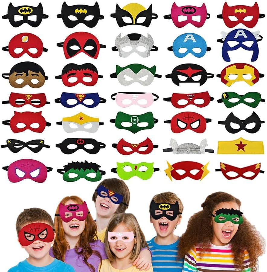 Superhero Masks for Kids Adults, 35pcs Costume Masks Cosplay Eye Masks Party Favors Supplies Birthday Decorations