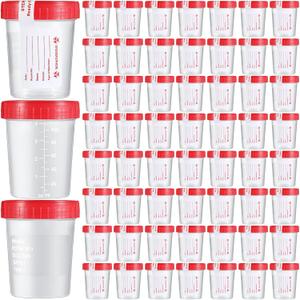 200 Pcs Urine Specimen Cups with Lids and Evident Seal Urine Sample Cups Collection Cup Disposable for Collection and Testing (Red Lids)