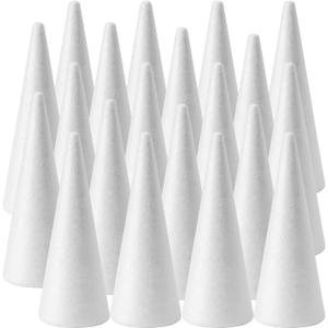FFchuanhe 20-Pack Craft Foam Cones (2.9X7.9in), White Polystyrene Cone Shaped Foam, Foam Tree Cones, for Arts and Crafts, Christmas, School, Wedding, Birthday, DIY Home Craft Project.