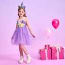 DXTON Toddler Girls Tutu Dresses Summer Short Sleeve Tulle Birthday Party Sundress for 3-8 Years (Pink)