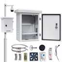 Outdoor Electrical Box withElectrical Cabinet Cooling Fan and Thermostat Set 15.7 * 19.7 * 7.9" IP Weatherproof Box, Vented Box with Removable Mounting Plate Wall/ Pole Mounted(40 * 50 * 20cm)