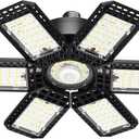 Motion Sensor Garage Light, 200W 20000LM 6500K LED Shop Lights, Garage Lights Ceiling Led with 6+1 Deformable Panels, Screw in E26 Socket Bulb for Warehouse, Workshop, Basement, Barn Lighting