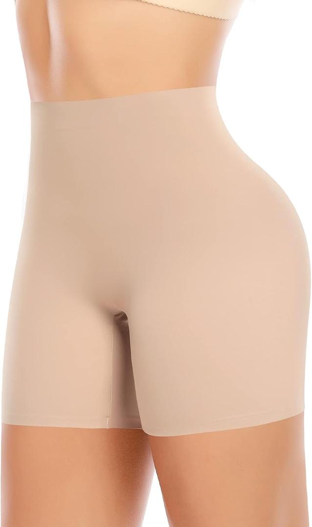 Werena Seamless Shaping Boyshorts Panties for Women Slip Shorts Under Dress Shapewear Shorts Tummy Control Underwear (Beige, S)