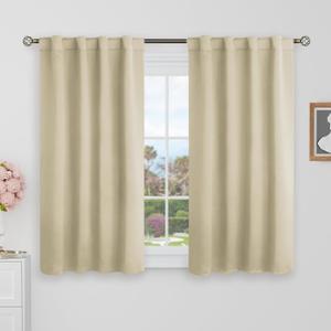 BGment Blackout Curtains 40 Inch Length for Small Window - 38 x 40 inch Curtains Rod Pocket and Back Tab Thermal Room Darkening Curtains for Kitchen/Cafe Room, 2 Window Panels, Beige