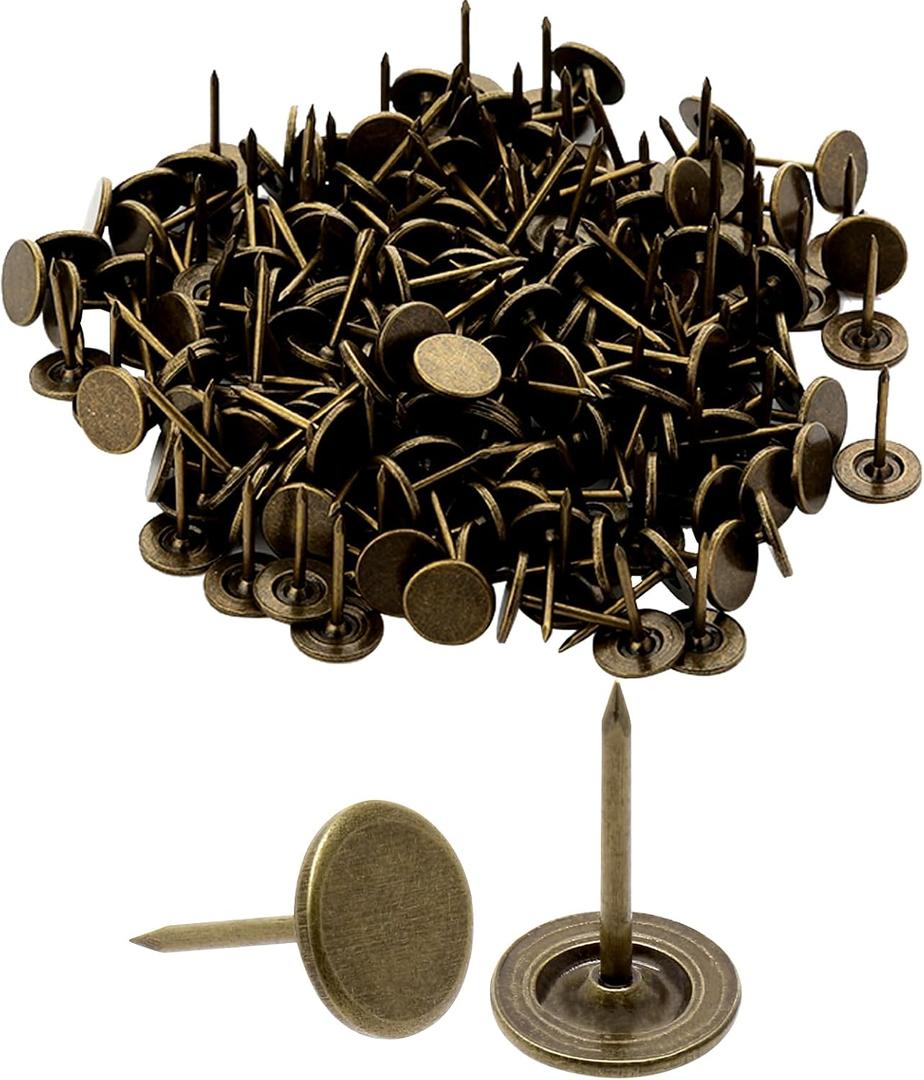 200 PCS Thumb Tacks for Wall, LPZNUYVC 7/16 Inch Decorative Push Pins Flat Head Wall Tacks with Storage Box, Heavy Duty Wall Pins for Bulletin Board, Cork Board, Wall Hanging (Bronze)