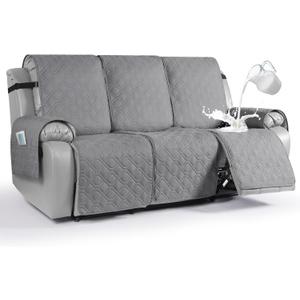 VANSOFY Waterproof Recliner Couch Covers, Sofa Covers 1-Piece Washable Reclining Sofa Cover Non-Slip Furniture Protector with Elastic Straps Pocket for Dogs, Pets(Light Gray,3 Seater) VANSOFY Waterproof Recliner Couch Covers, Sofa Covers 1-Piece Washable Reclining Sofa Cover Non-Slip Furniture Protector with Elastic Straps Pocket for Dogs, Pets(Light Gray,3 Seater)