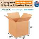 Medium Shipping & Moving Boxes 12 x 12 x 12 inches (5-Pack) - Extra Strength 200 lb vs Regular - Corrugated Packing Boxes for Delivery - Shipping Box for USPS, UPS - Carton Box by IDL Packaging