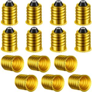 Honoson 15 Pack E14 to E12 Adapter Converter Lamp Adapter European Base (E14) to Candelabra Screw (e12) Socket Reducer Light Bulb Adapters European Base Candelabra Screw(Gold)