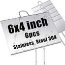 Landhoow 6 Pcs Large Garden Plant Markers Metal Plant Labels Sign 4'' x 6'' with 11'' Stake Weatherproof Waterproof Garden Sign for Outdoor Seedlings Herbs Vegetable Greenhouse, Silver
