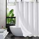 MitoVilla No Hooks Need White Waffle Shower Curtain Liner Set, Modern Waffle Weave Fabric Shower Curtains with Snap-in Liner for Luxury Hotel Grade Spa-Like Bathroom Decor, 72 x 74