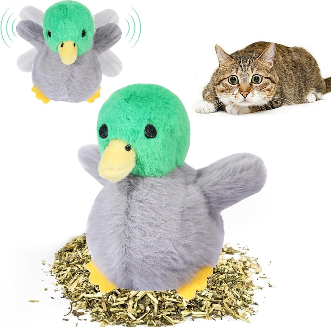 Flapping Brid Cat Toy - Interactive Cat Exercise Toy with Lifelike Bird Chirp Rechargeable Cat Catnip Toys for All Breeds