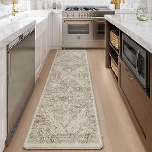 KIMODE Anti-Fatigue Kitchen Floor Mats, 20 x 71 Inches, Oriental Bohemian Style Cushioned Kitchen Floor Mats, Non-Slip, Khaki