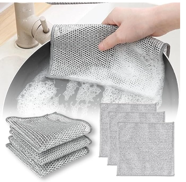 Scrubbing Pad Dish Wash for Stain Removal Scrubber Stainless Steel Wire Sided Non-Scratch Scouring Sided (PACK OF 5)