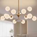 COCOSTAR Reddish Sand Gold Dining Room Chandelier, 15 Lights Mid Century Modern Sputnik Chandelier for Kitchen Island Living Room Bedroom, Ceiling Light Fixture Over Table, G9 Base