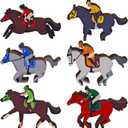 6pcs Derby Decorations Wooden Table Centerpieces Double Sided Derby Party Supplies Horse Party Table Decorations for Horse Racing Festival Tiered Tray Decor Supplies
