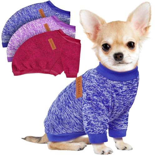 3 Pack Dog Sweaters for Small Dogs Girl Boy Winter Fleece Clothes Warm Soft Dog Sweatshirt Outfit for Dogs Cats Pet Apparel