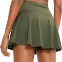 SANTINY Pleated Tennis Skirt for Women with 4 Pockets Women's High Waisted Athletic Golf Skorts Skirts for Running Casual (XX-Large, Army Green)