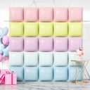 NISOCY 25PCS Pastel Square Foil Balloons Wall Backdrop Double Sided Multicolor Macaron Balloon Tunnel Arch Kit for Birthday Baby Bridal Shower Gender Reveal Easter Wedding Party Decorations