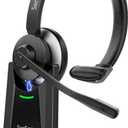 Bluetooth headset, Wireless Headset with Mic for Work, Advanced AI Noise Cancelling Microphone (Clear Calls & Mic Mute), Bluetooth 5.3, Headphones with Mic, for PC/Zoom/Office (No USB Dongle Included)
