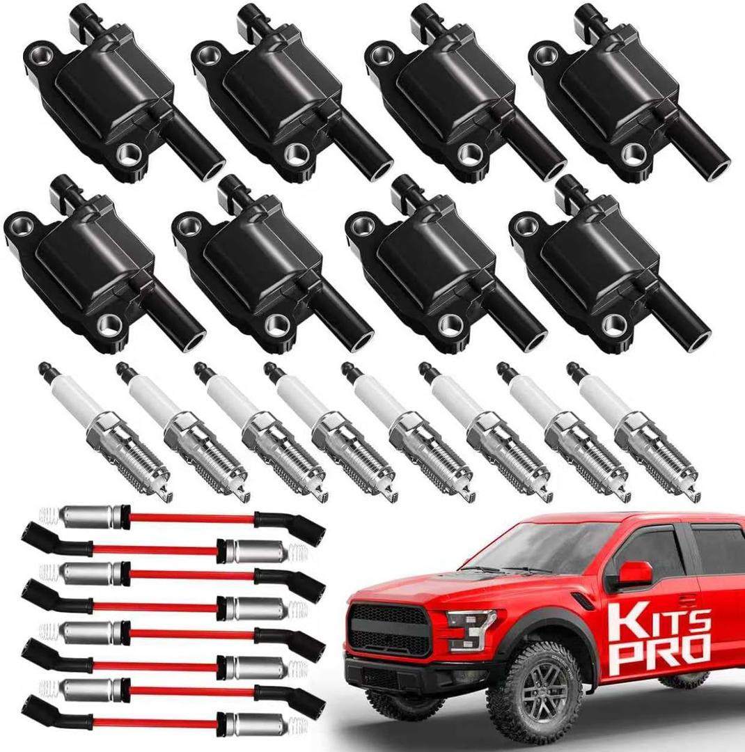 KitsPro UF413 D510C D513A Ignition Coil And Spark Plug Set (Square, Not Round). Spark Plug And Coil Set for V8 2007-2018 Chevy Silverado Suburban Tahoe, GMC Sierra Savana Yukon, Cadillac Escalade