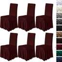 molasofa Chair Covers for Dining Room Set of 6 Stretch Chair Slipcovers with Skirt for Kitchen Seat Protectors Wedding Banquet Decor Kids Pets Spandex Fabric Washable (6pcs, Burgundy)