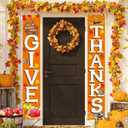 GIVE THANKS Hanging Banner Porch Sign Autumn Pumpkin Maple Leaf Backdrop Flag Fall Harvest Welcome Banner For Indoor Outdoor Wall Door Decoration Thanksgiving Party Decorations 72"x12"