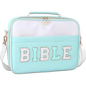 Bible Cover Case for Women,Large Leather Bible Carrying Cases Christian Gifts for Women Men Girls,Preppy Chenille Letter Bible Bag Bible Purse with Shoulder Strap,Green Bible Cover Case for Women,Large Leather Bible Carrying Cases Christian Gifts for Women Men Girls,Preppy Chenille Letter Bible Bag Bible Purse with Shoulder Strap,Green