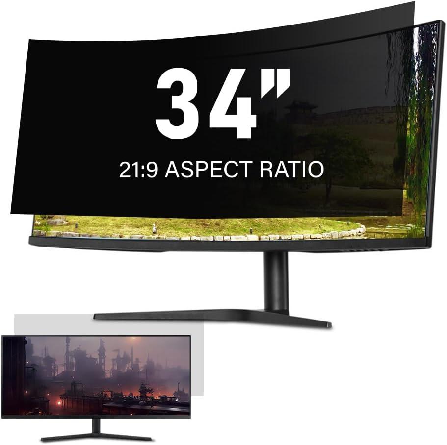 34 Inch Computer Privacy Screen Filter for 21:9 Ultra-Wide Aspect Ratio Widescreen Monitor - Anti Glare Blue Light Filter, Screen Protector - Made in Korea