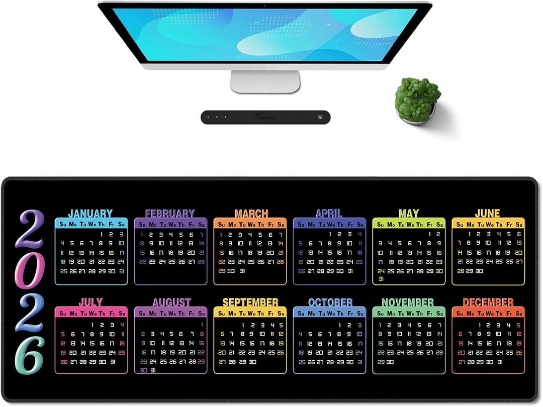 Galdas Gaming Mouse Pad XXL XL Large Long Extended Big Mousepad Non-Slip Rubber Keyboard Mouse Pad with Stitched Edges for Laptop Home Office (2026 Calendar, 31.5 * 11.8)