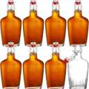 TOPZEA Set of 8 Swing Top Glass Flask, 8.5 Oz Clear Glass Hip Whiskey Flask Pocket Drinking Flasks with Airtight Stopper, Easy Cap Liquor Bottle for Spirits, Beer, 2nd Fermentation Brewing Bottle