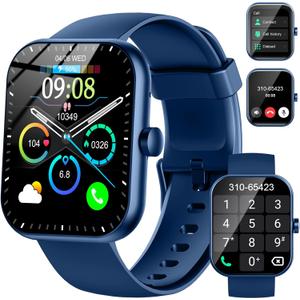 Smart Watch for Men Women (Answer/Make Calls), 1.96" HD Fitness Smartwatch 2025, 110+ Sports Modes, Heart Rate/Sleep/Spo2 Monitor, IP68 Waterproof Step Counter, Activity Tracker for Android iOS, Blue