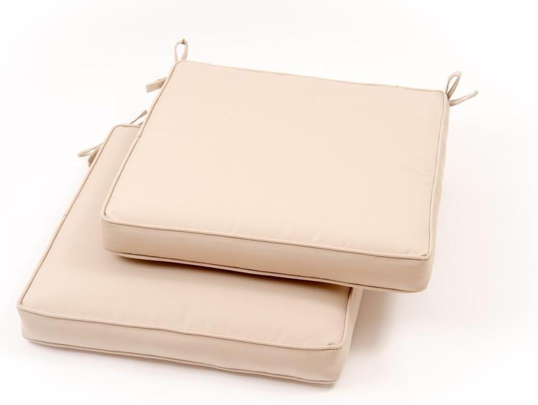 Outdoor Chair Cushions Set of 2 - Weather Resistant Patio Cushions with Sunbrella Fabric - UV Protection Seat Cushion Set - 20" x 18" x 3" in Antique Beige