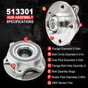 2Pcs 513301 Front/Rear Wheel Bearing Hub Assembly Compatible with Audi A4 A5 A6 2012-2014, A4/A5/A6/A7/A8 Quattro 10-14, Allroad 13-16, Q5 2010-2015, for Audi S5 S6 S7 S8 RS5 2013-2015, 5 Lugs w/ABS