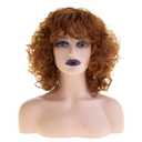 Baruisi Short Curly Wavy Orange Wig with Bangs Synthetic Natural Women Halloween Cosplay Party Hair Wig