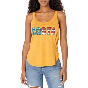 Costa Del Mar Women's Woodcut Costa Tank Top (Medium, Antique Gold)