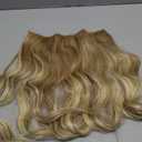 SARLA Invisible Wire Hair Extension with 3 Clips Synthetic Short Beach Wave Hairpiece Transparent Adjustable Headband for Women 16 Inch Dirty Blonde