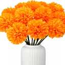 12 Pcs Orange Artificial Chrysanthemums Fall Flowers Silk Marigold Fake Mums Flowers for Home Party Centerpiece Vase Decor