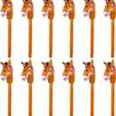 12PCS Inflatable Stick Horse,Blow Up Horse Head on Stick Pony Costume Western Cowboy Cowgirl Baby Shower Birthday Party Decorations Halloween Supplies Favors Props, 38 Inches (Brown)
