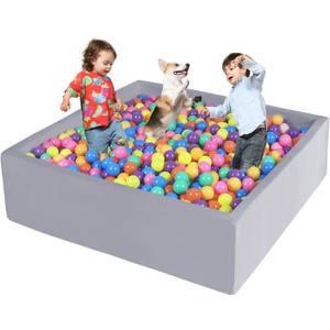 Foam Ball Pit for Toddlers - CALEPTONG 47.2" x 47.2" x 13.8" Large Square Ball Pits for Kids, Soft Baby Playpen Ball Pool Without Balls for Children, Gifts for Boys Girls Indoor Outdoor Game