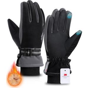 rivmount 3M Winter Gloves Women Men, Thermal Ski Gloves with Warm, Waterproof, Touchscreen for Cold Weather Running, Skiing (X-Large, Black-gray)