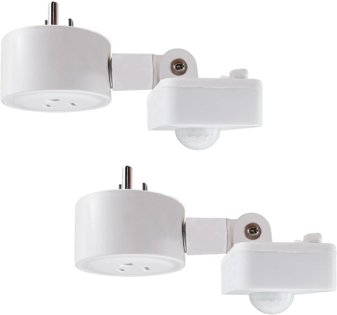 Motion Sensor Switch Indoor Plug in Motion Sensor Light Sockets Adjustable Motion Activated Detector Plug Outlet for Basement,Garage,Pantry (2 Pack)