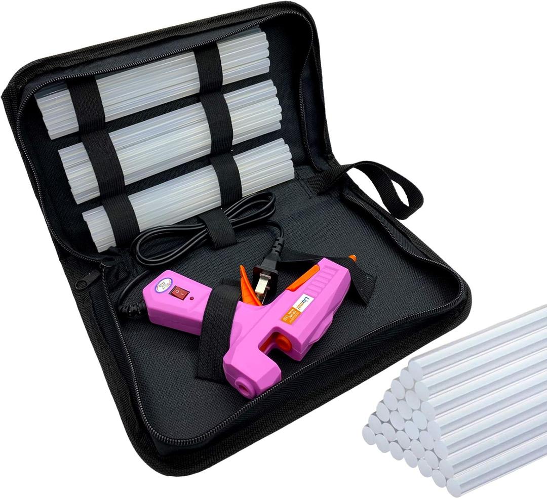 Liumai Hot Glue Gun Kit with 30pcs Glue Sticks, Mini Hot Melt Glue Gun with Carrying Case for Crafts, School DIY Arts, and Home Repair (30Watts, Pink)